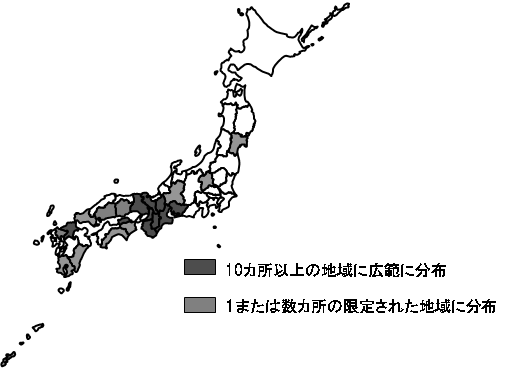 我が国におけるセアカゴケグモの分布地域の画像